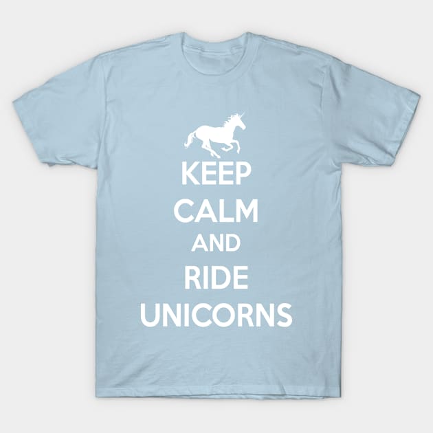 Cute Keep Calm And Ride Unicorns T Shirt Funny Gift Girls Unicorn T-Shirt by arcadetoystore